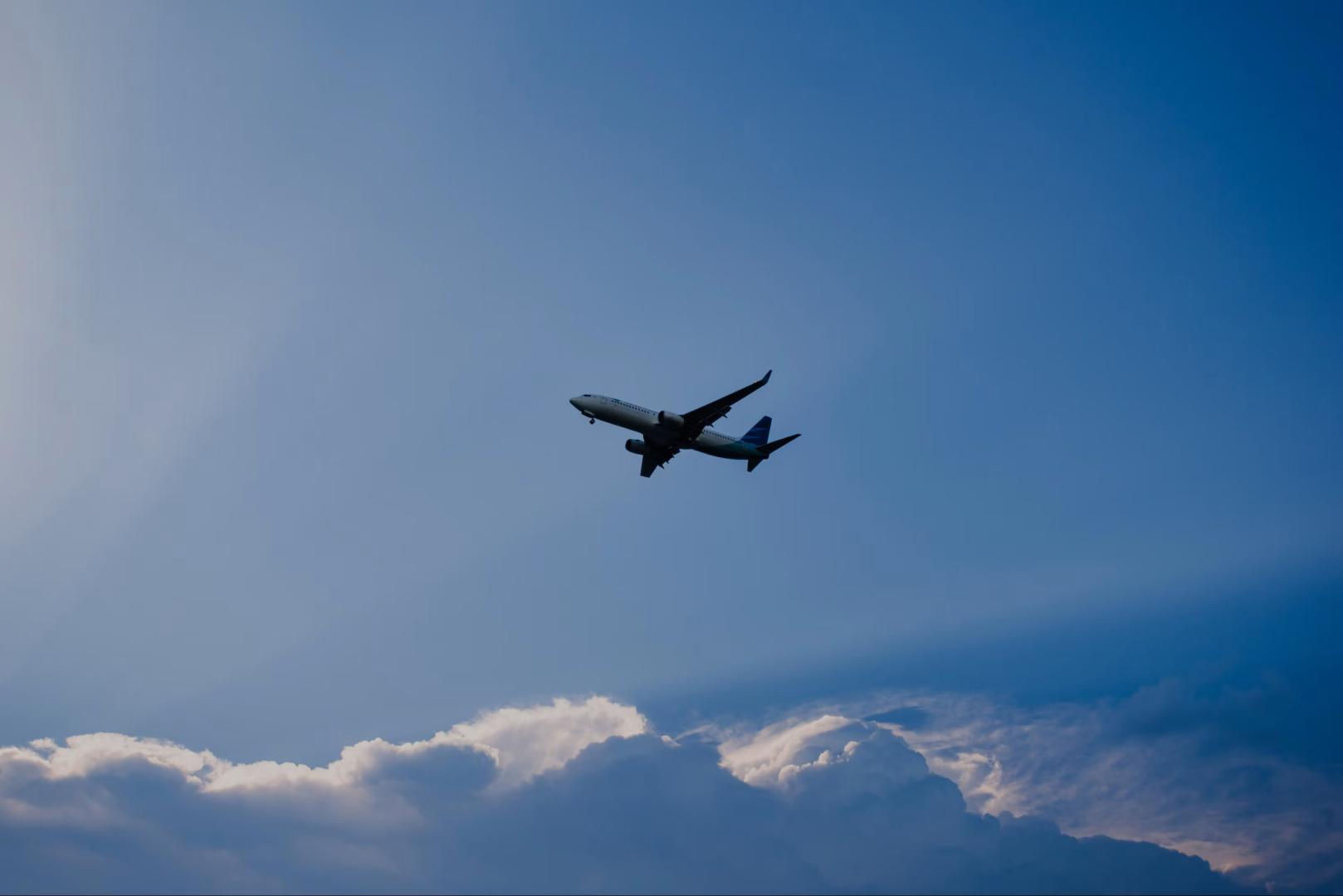 Plane arriving at the airport