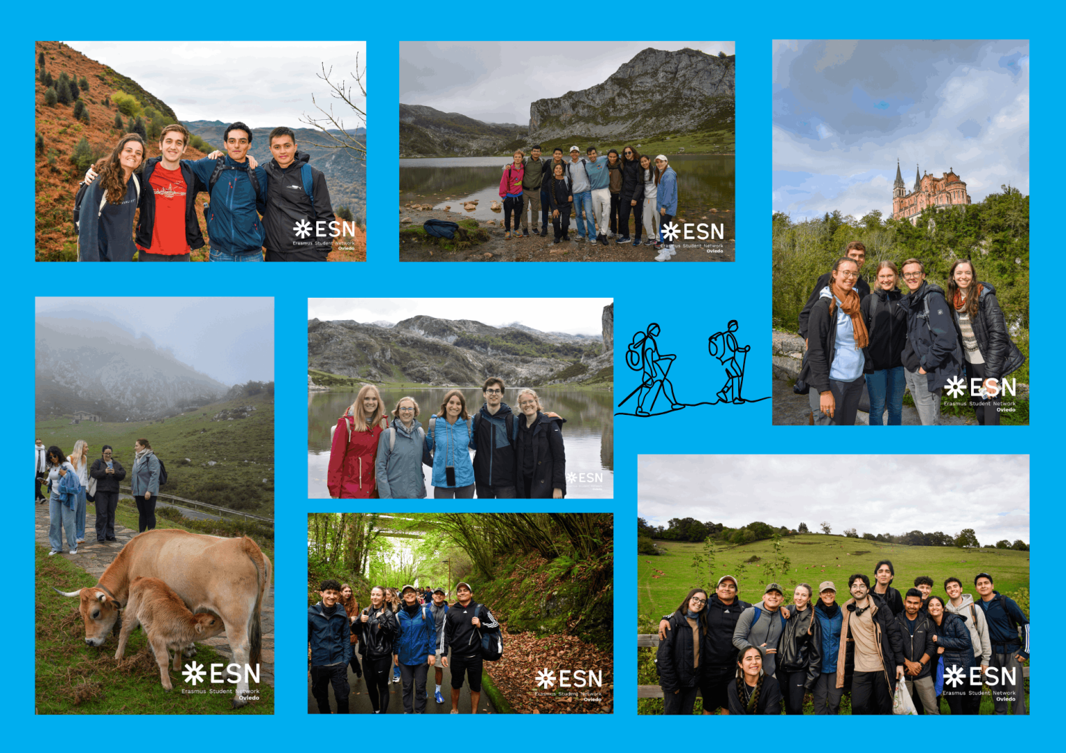 Hiking activities collage